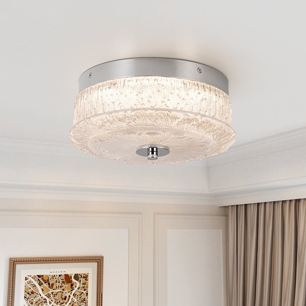 Plotuvux Decorative Glazed Round LED Clear Glass Ceiling Light