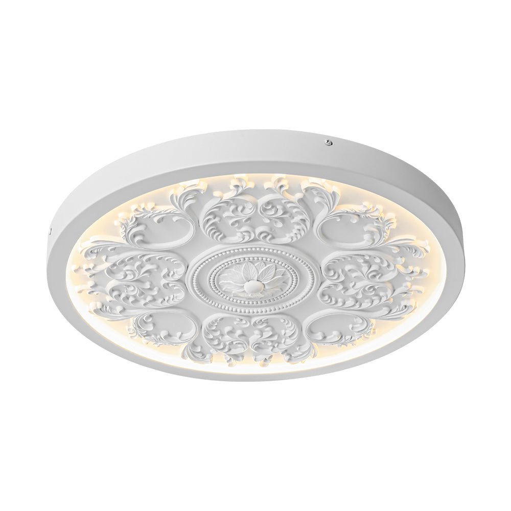 Yrvuvux Decorative French Medallion LED White Metal Flush Mount Light