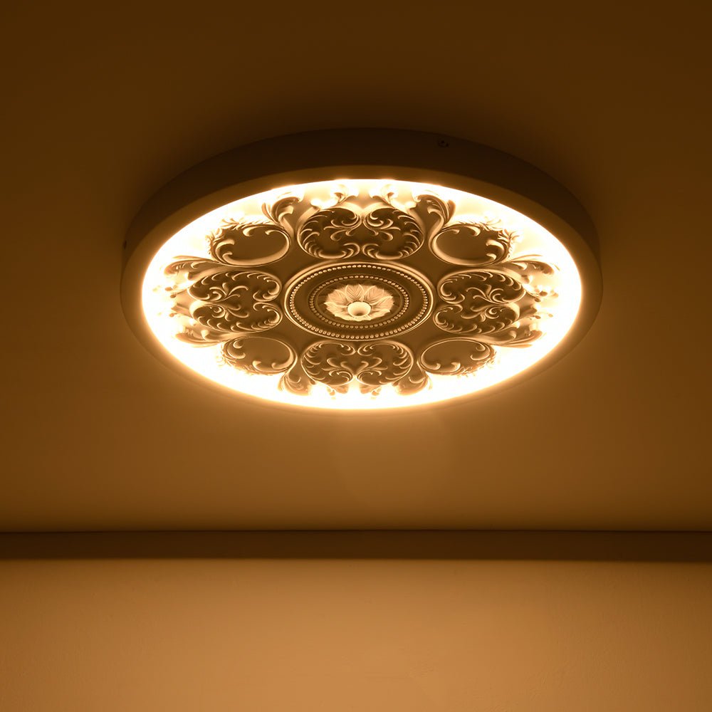 Yrvuvux Decorative French Medallion LED White Metal Flush Mount Light