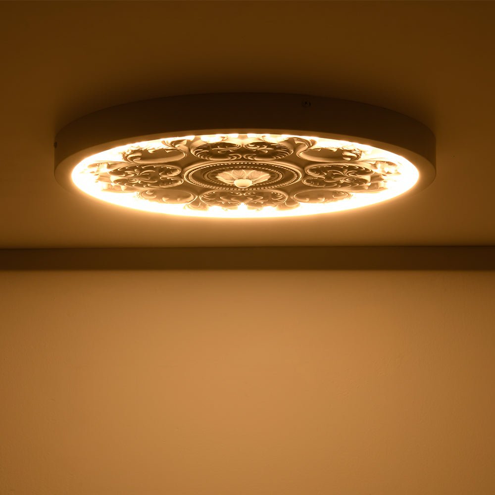 Yrvuvux Decorative French Medallion LED White Metal Flush Mount Light