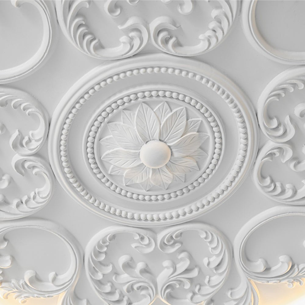 Yrvuvux Decorative French Medallion LED White Metal Flush Mount Light