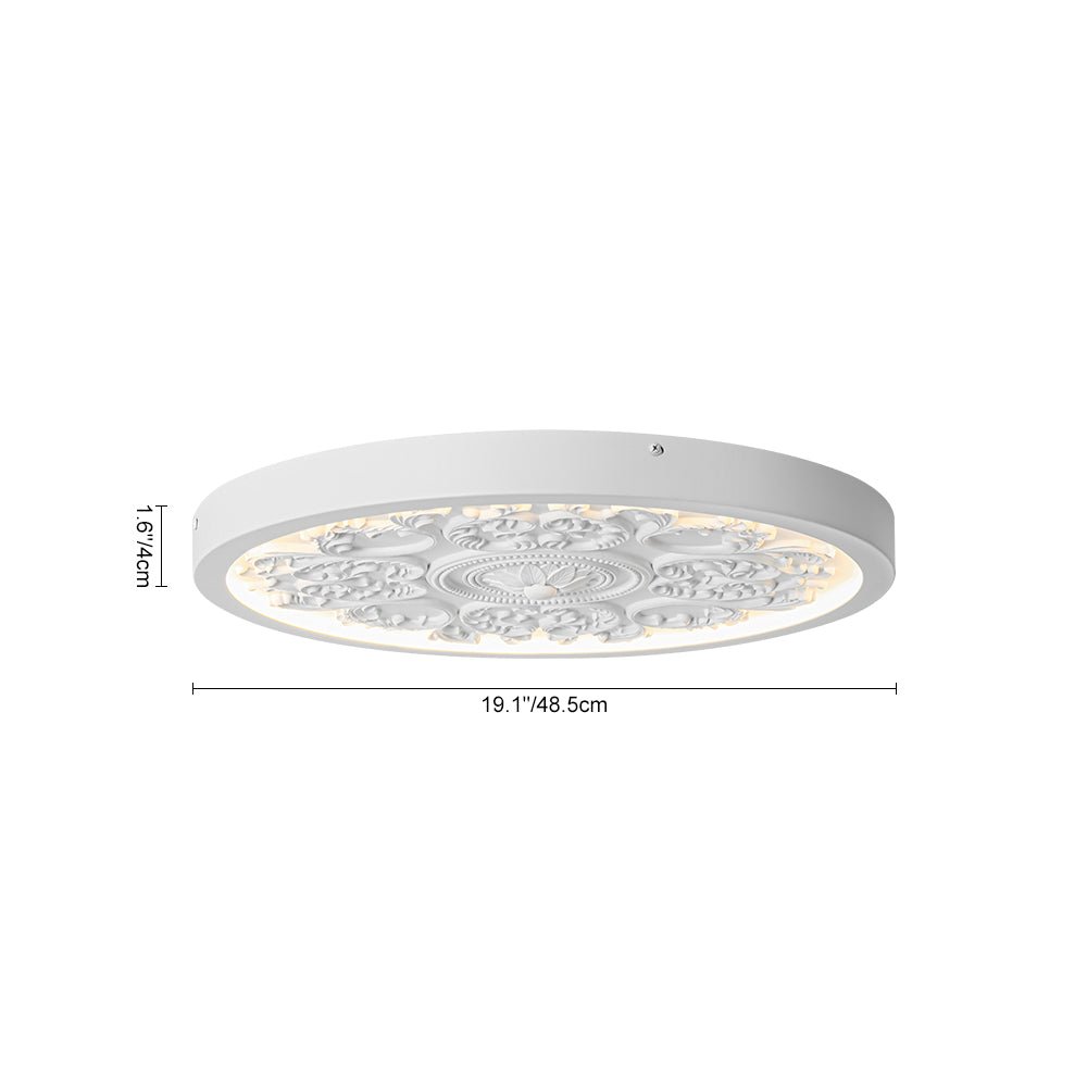 Yrvuvux Decorative French Medallion LED White Metal Flush Mount Light