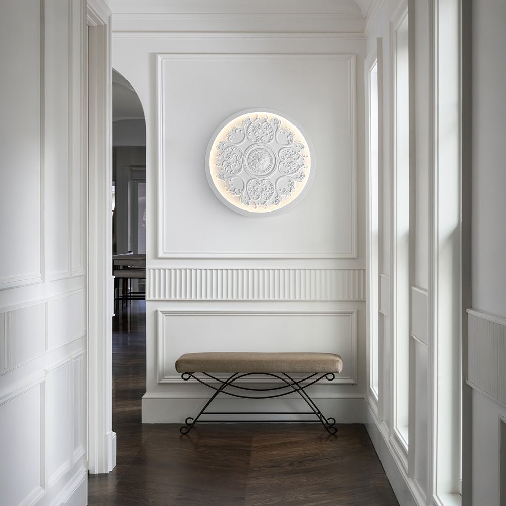 Yrvuvux Decorative French Medallion LED White Metal Flush Mount Light