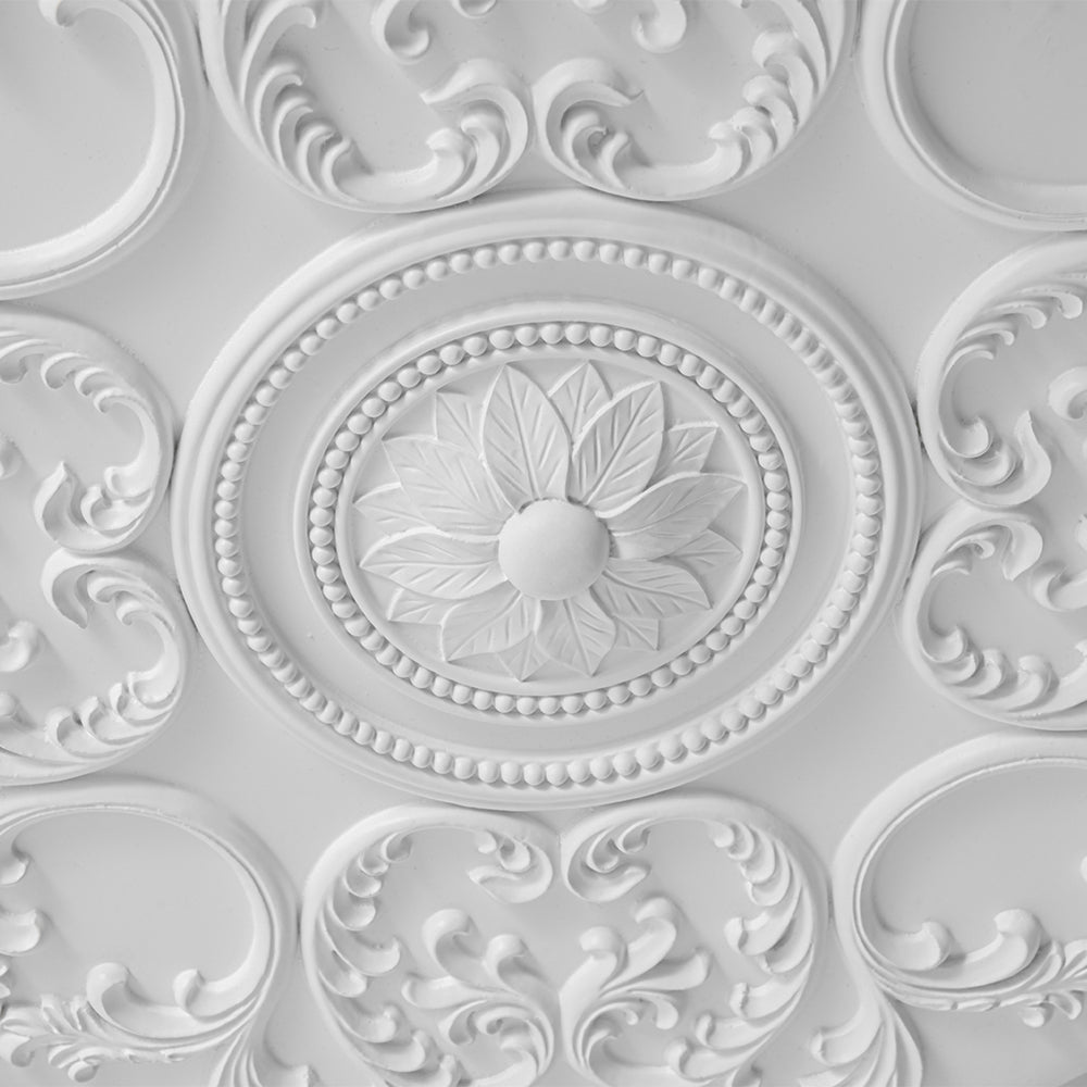 Yrvuvux Decorative French Medallion LED White Metal Flush Mount Light