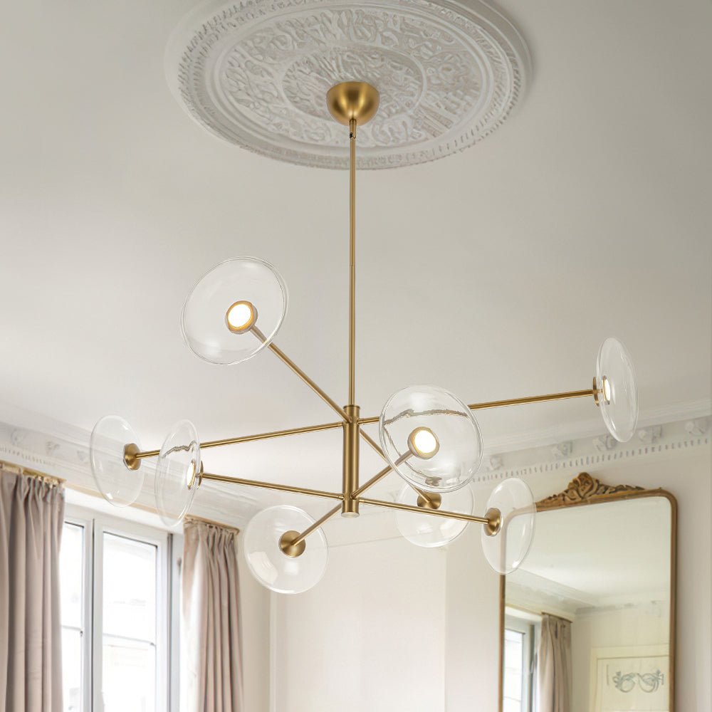 Tinduli Designer Dimmable LED 8-light Tiered Sputnik Glass Chandelier