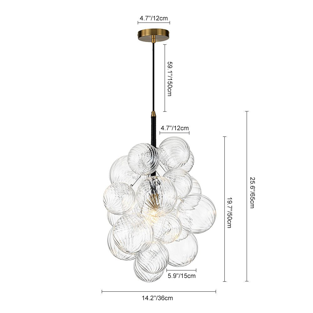 Ornauge Cluster Ribbed Bubble Glass Chandelier Pendant Light