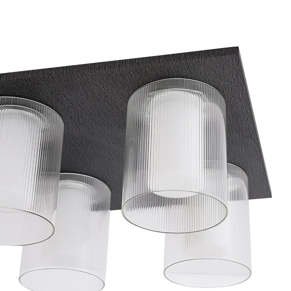 Eirikuvyr Dimmable Ribbed Square Glass Semi Flush Mount Ceiling Light