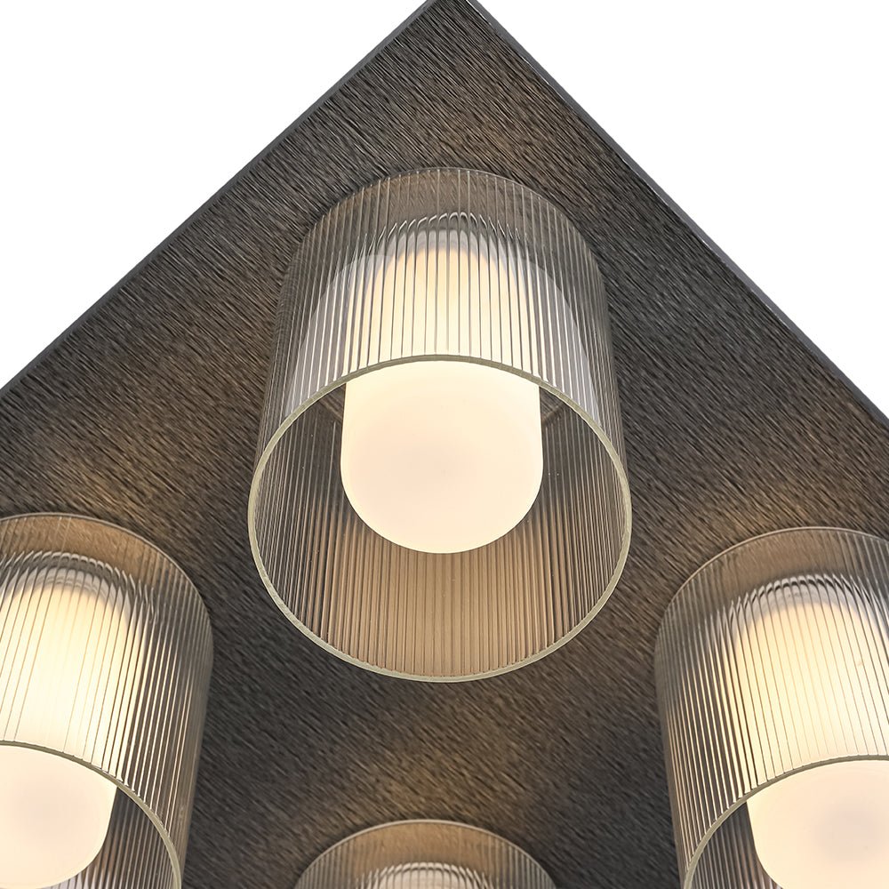 Eirikuvyr Dimmable Ribbed Square Glass Semi Flush Mount Ceiling Light