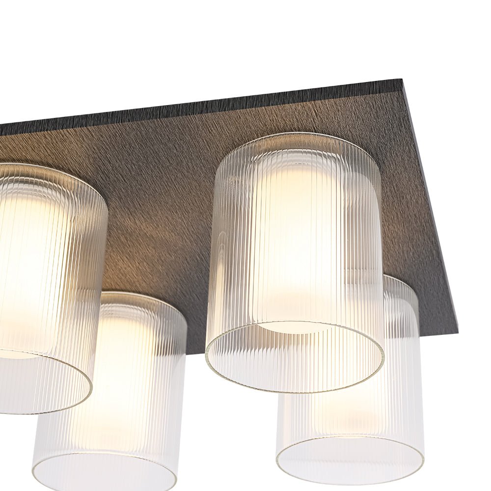 Eirikuvyr Dimmable Ribbed Square Glass Semi Flush Mount Ceiling Light