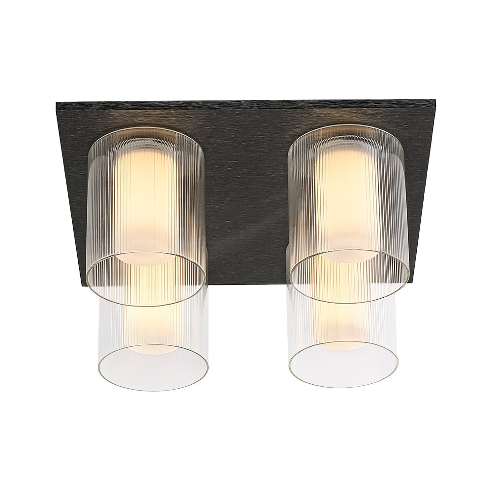 Eirikuvyr Dimmable Ribbed Square Glass Semi Flush Mount Ceiling Light