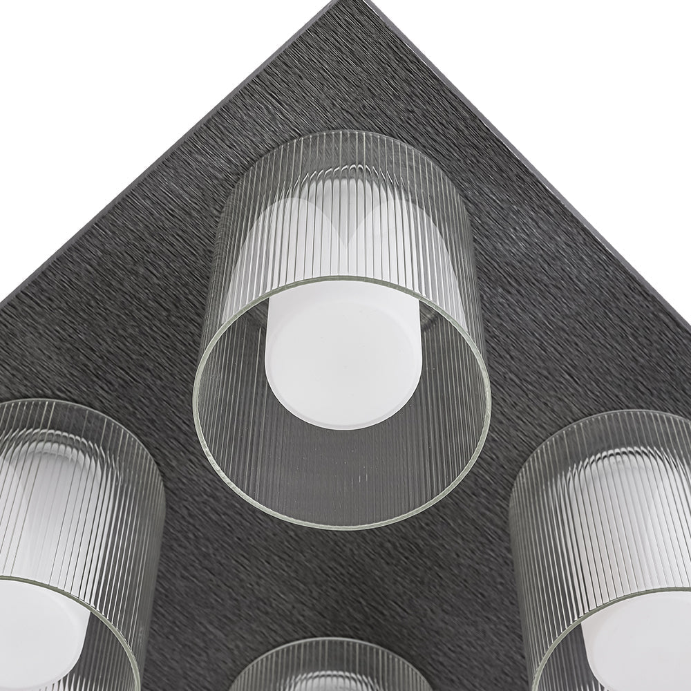 Eirikuvyr Dimmable Ribbed Square Glass Semi Flush Mount Ceiling Light