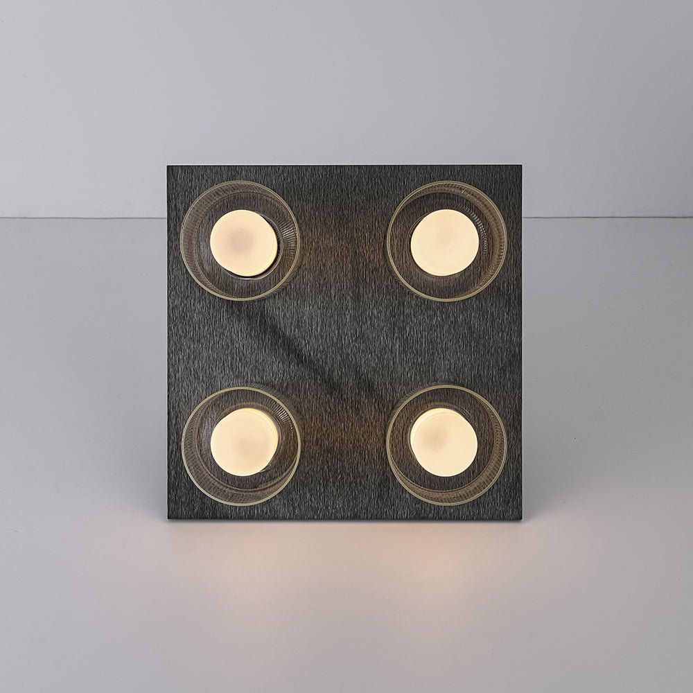 Eirikuvyr Dimmable Ribbed Square Glass Semi Flush Mount Ceiling Light