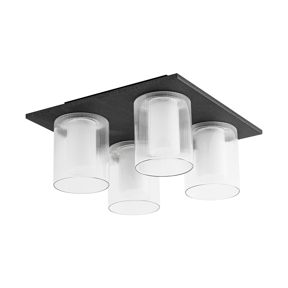 Eirikuvyr Dimmable Ribbed Square Glass Semi Flush Mount Ceiling Light