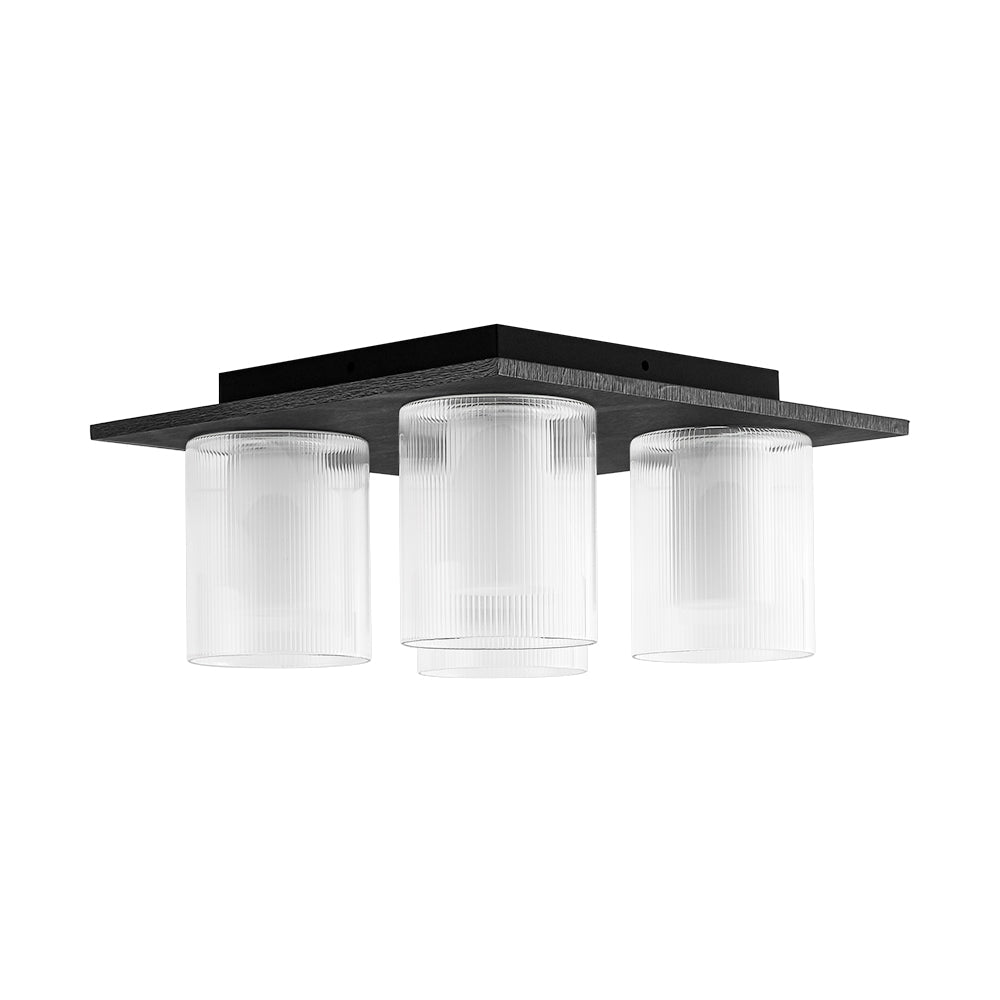 Eirikuvyr Dimmable Ribbed Square Glass Semi Flush Mount Ceiling Light