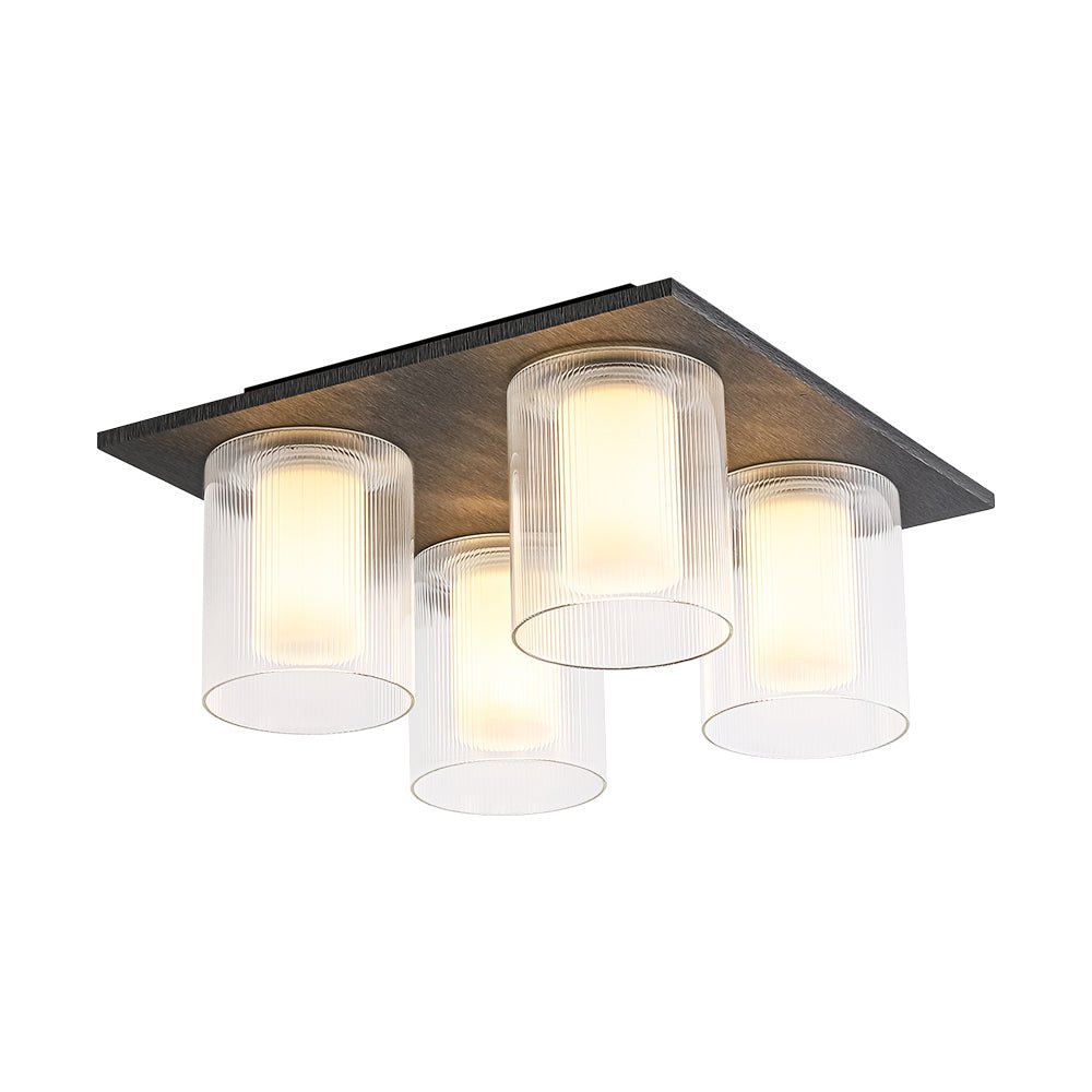 Eirikuvyr Dimmable Ribbed Square Glass Semi Flush Mount Ceiling Light