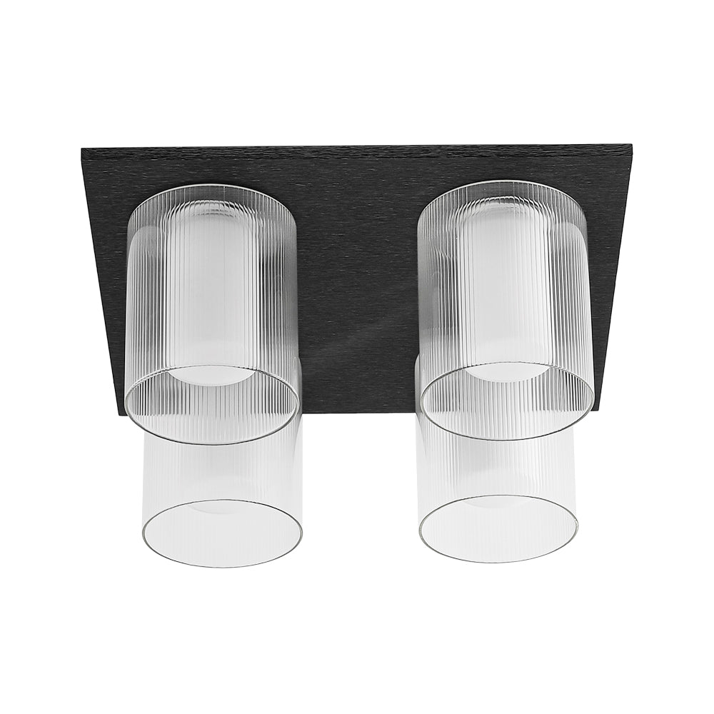 Eirikuvyr Dimmable Ribbed Square Glass Semi Flush Mount Ceiling Light