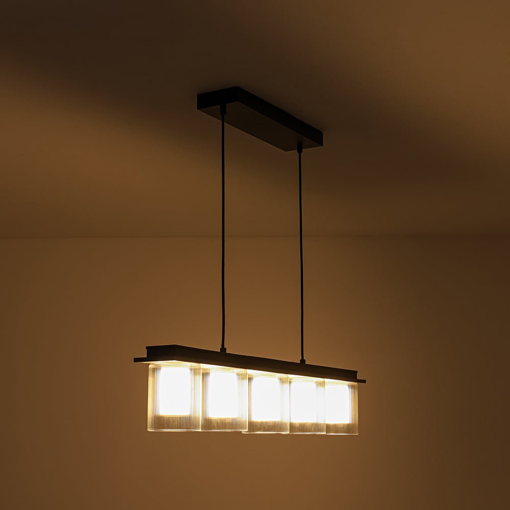 Fljotuvo Dimmable LED Ribbed Shade Glass Chandelier