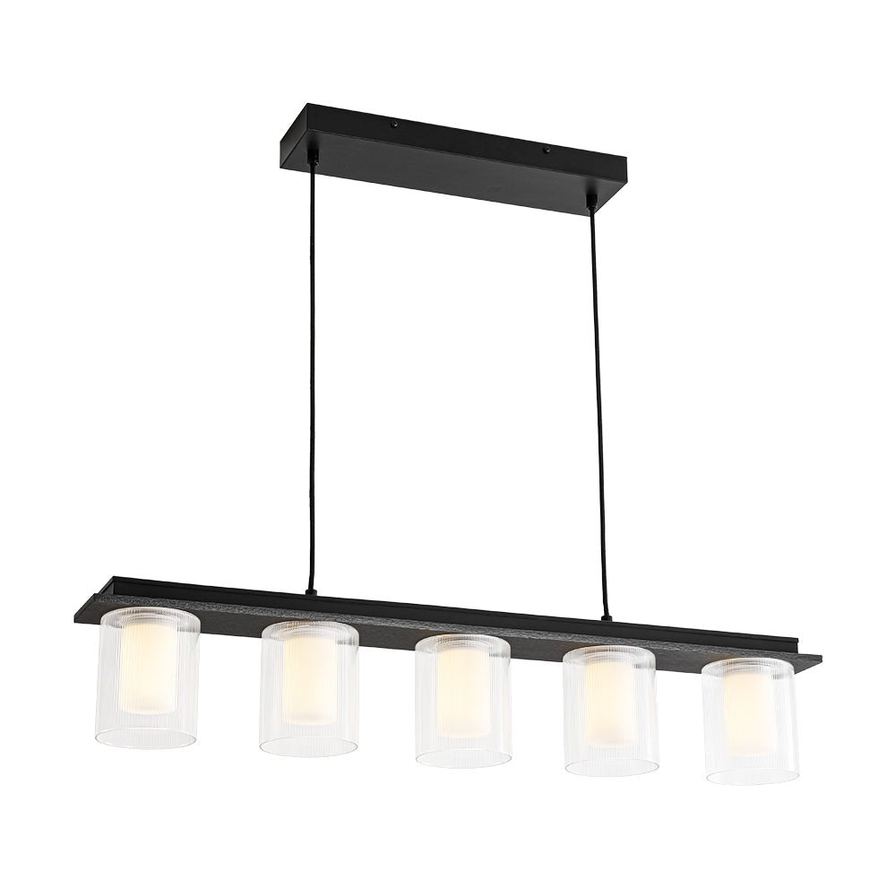 Fljotuvo Dimmable LED Ribbed Shade Glass Chandelier