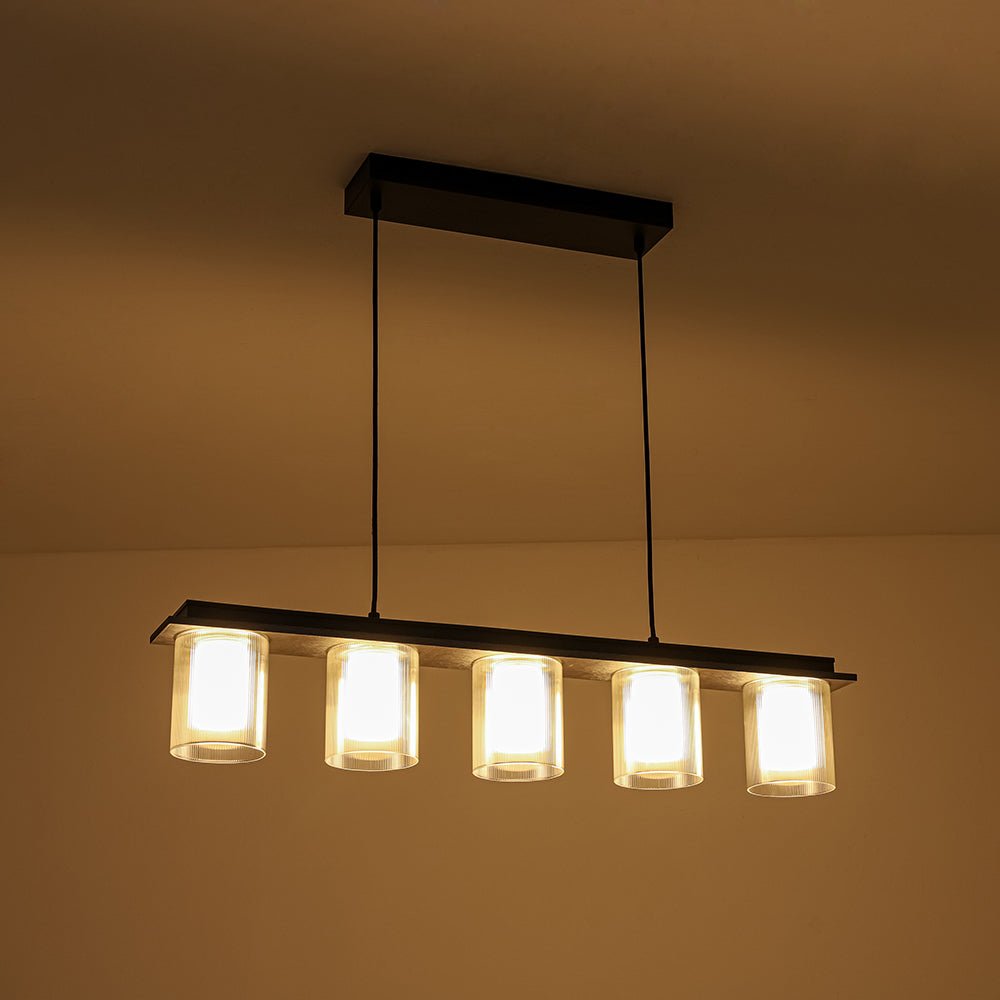 Fljotuvo Dimmable LED Ribbed Shade Glass Chandelier