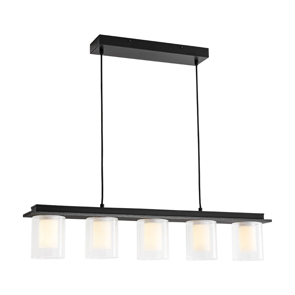 Fljotuvo Dimmable LED Ribbed Shade Glass Chandelier