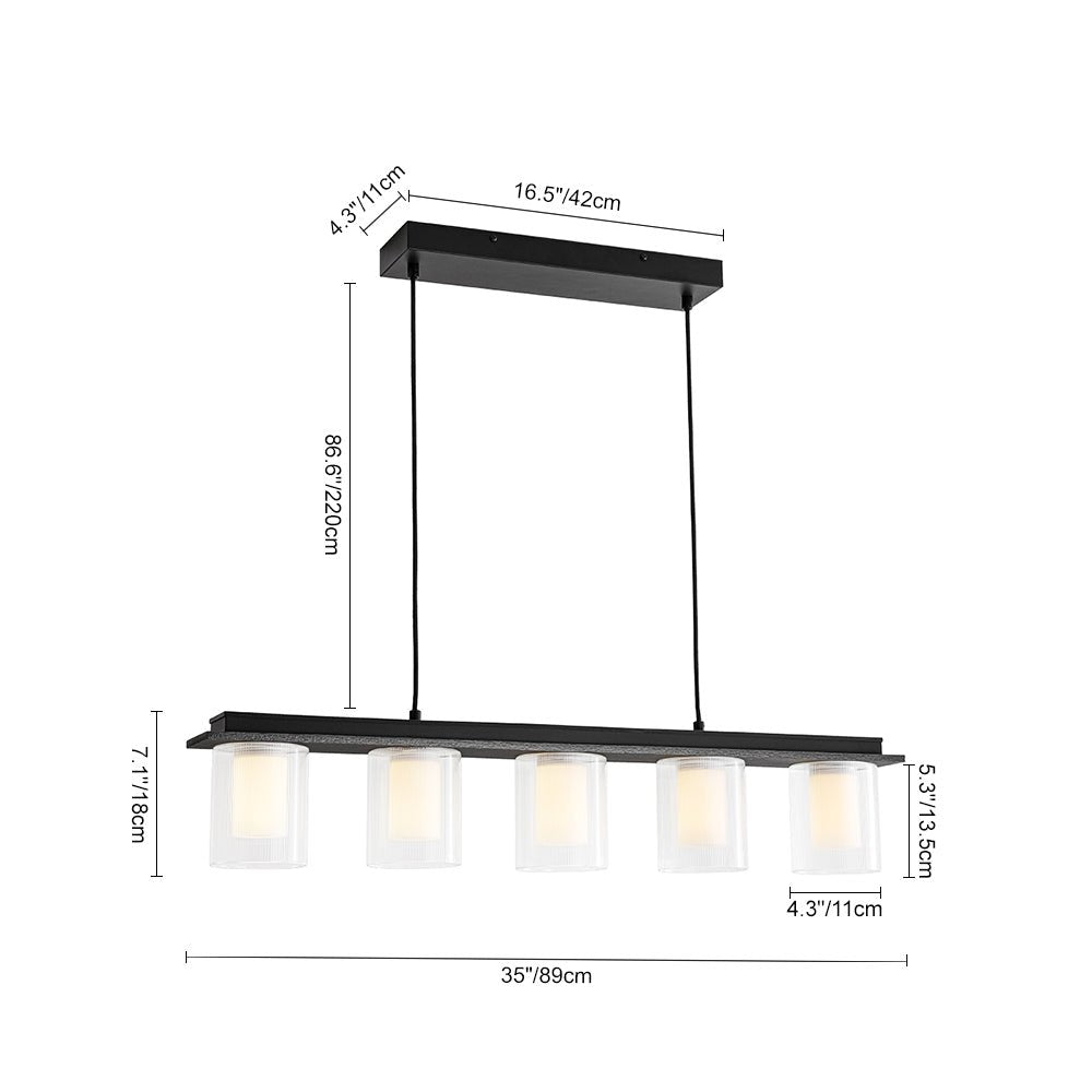 Fljotuvo Dimmable LED Ribbed Shade Glass Chandelier