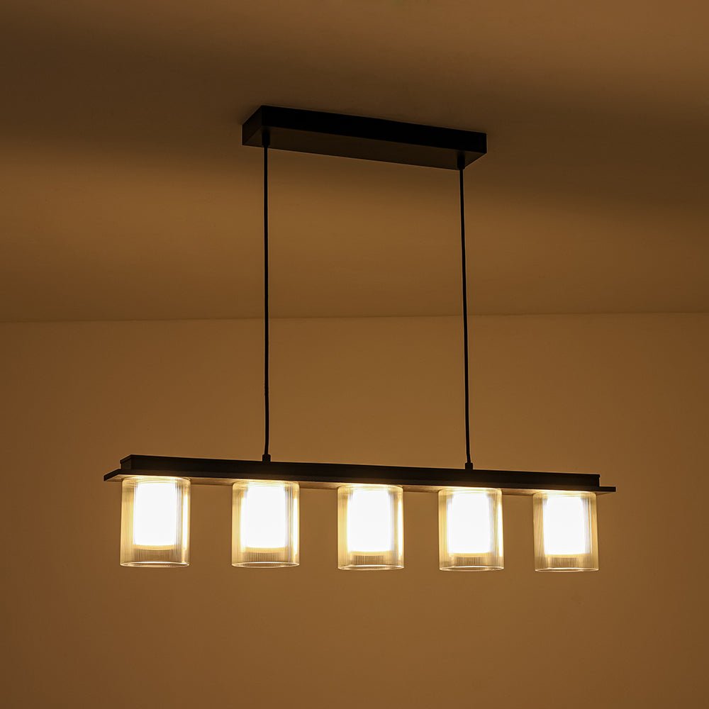 Fljotuvo Dimmable LED Ribbed Shade Glass Chandelier