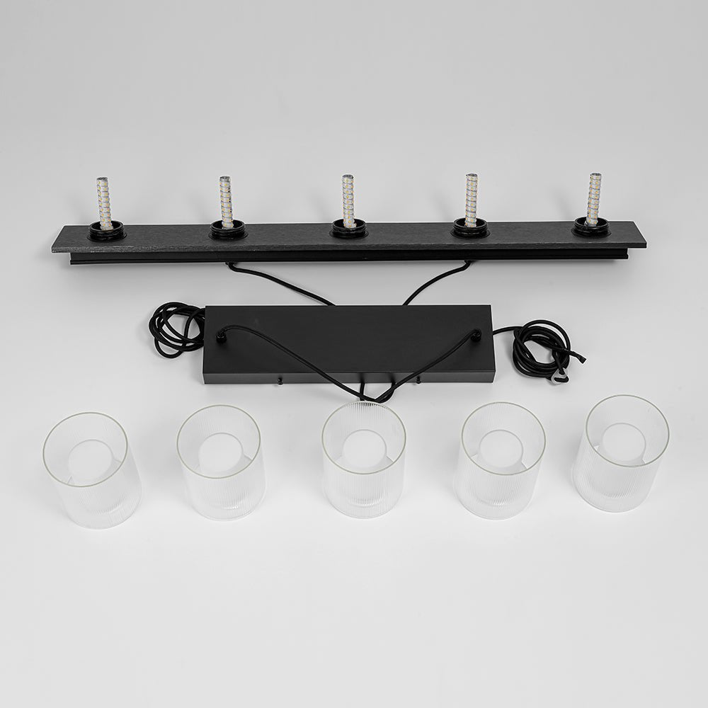 Fljotuvo Dimmable LED Ribbed Shade Glass Chandelier