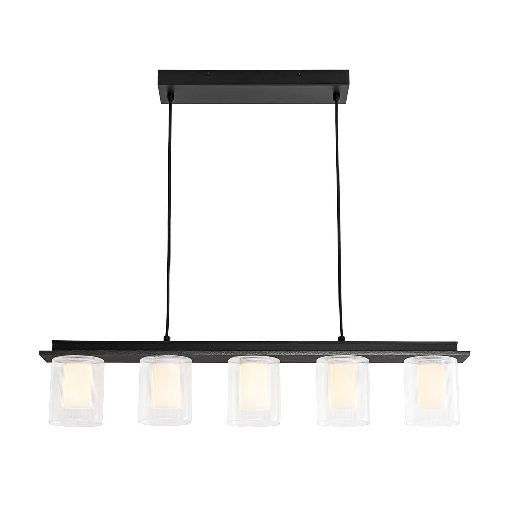 Fljotuvo Dimmable LED Ribbed Shade Glass Chandelier
