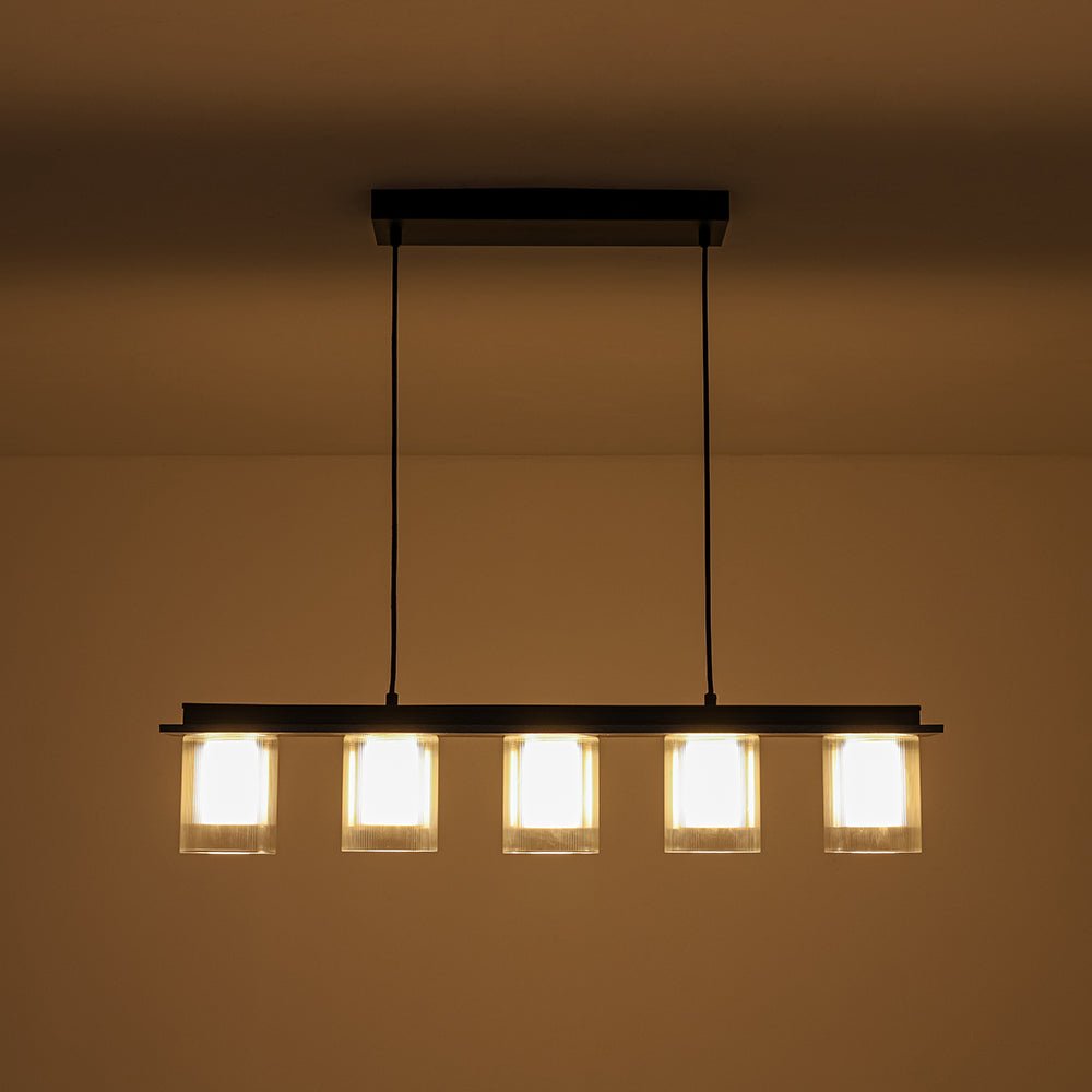 Fljotuvo Dimmable LED Ribbed Shade Glass Chandelier