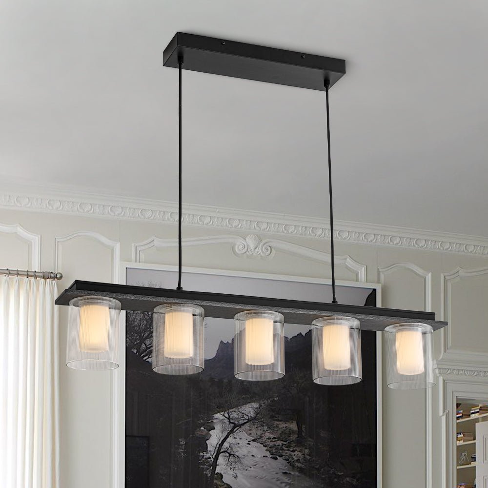 Fljotuvo Dimmable LED Ribbed Shade Glass Chandelier