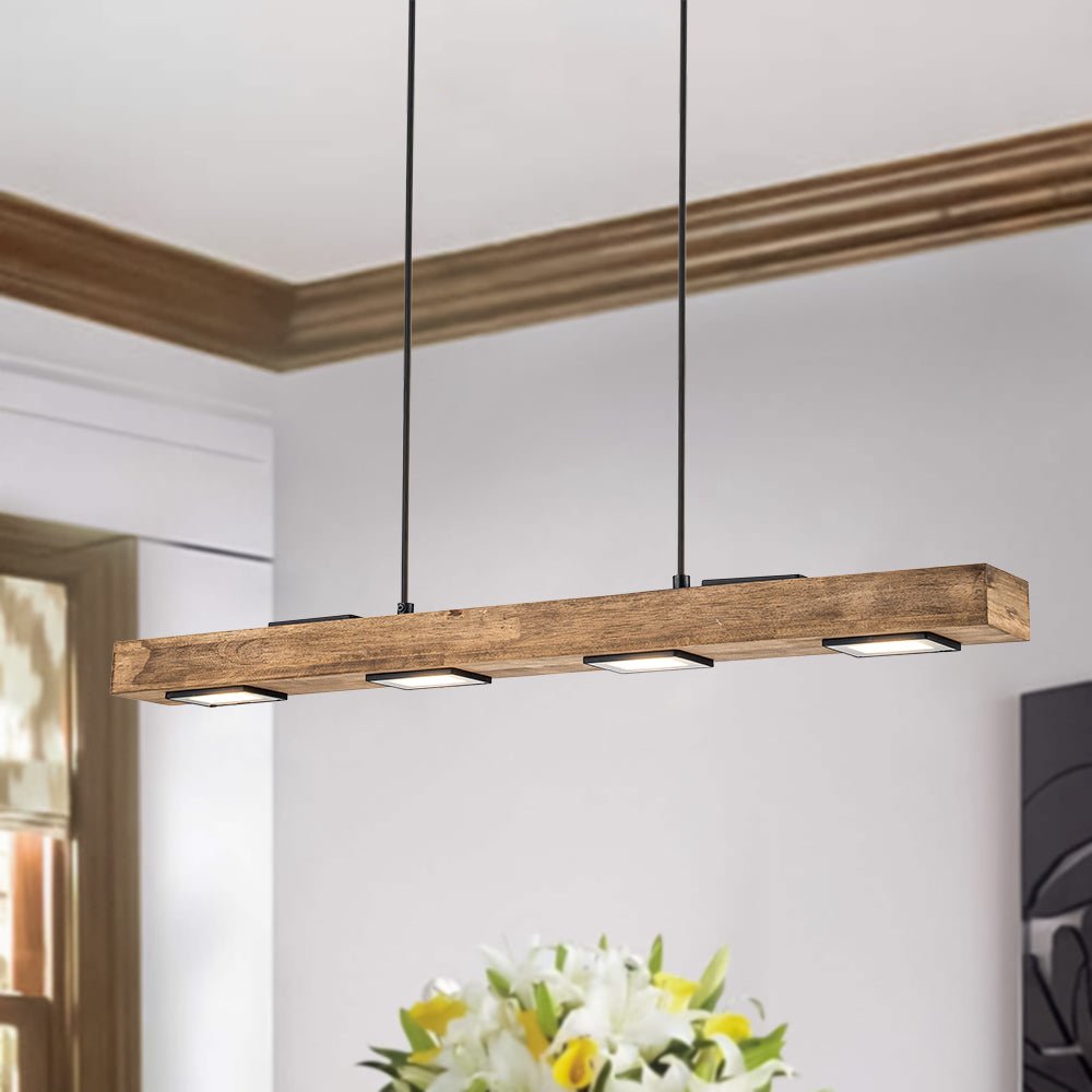 Aurina Rustic Linear Oak Wood Pendant Light