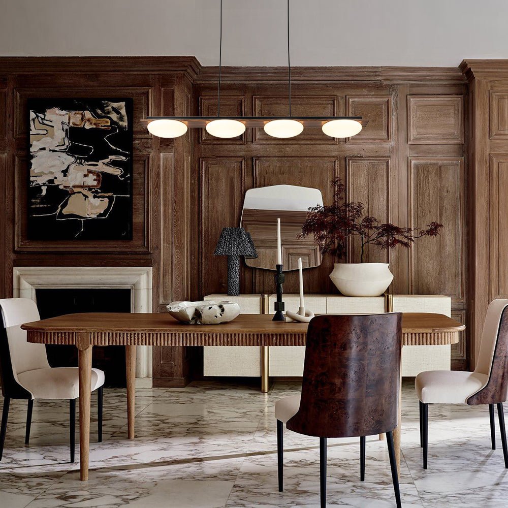 Ildvuvo Grain Linear Walnut Wood Chandelier