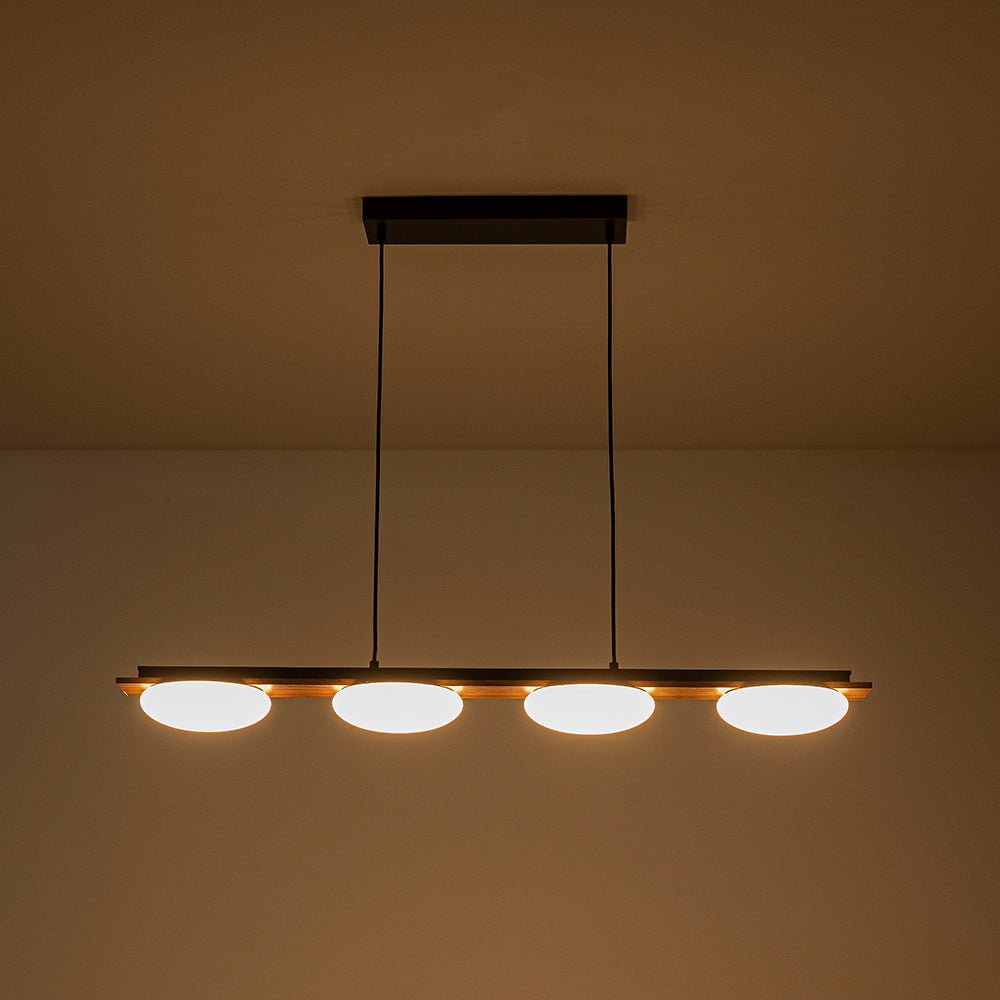 Ildvuvo Grain Linear Walnut Wood Chandelier