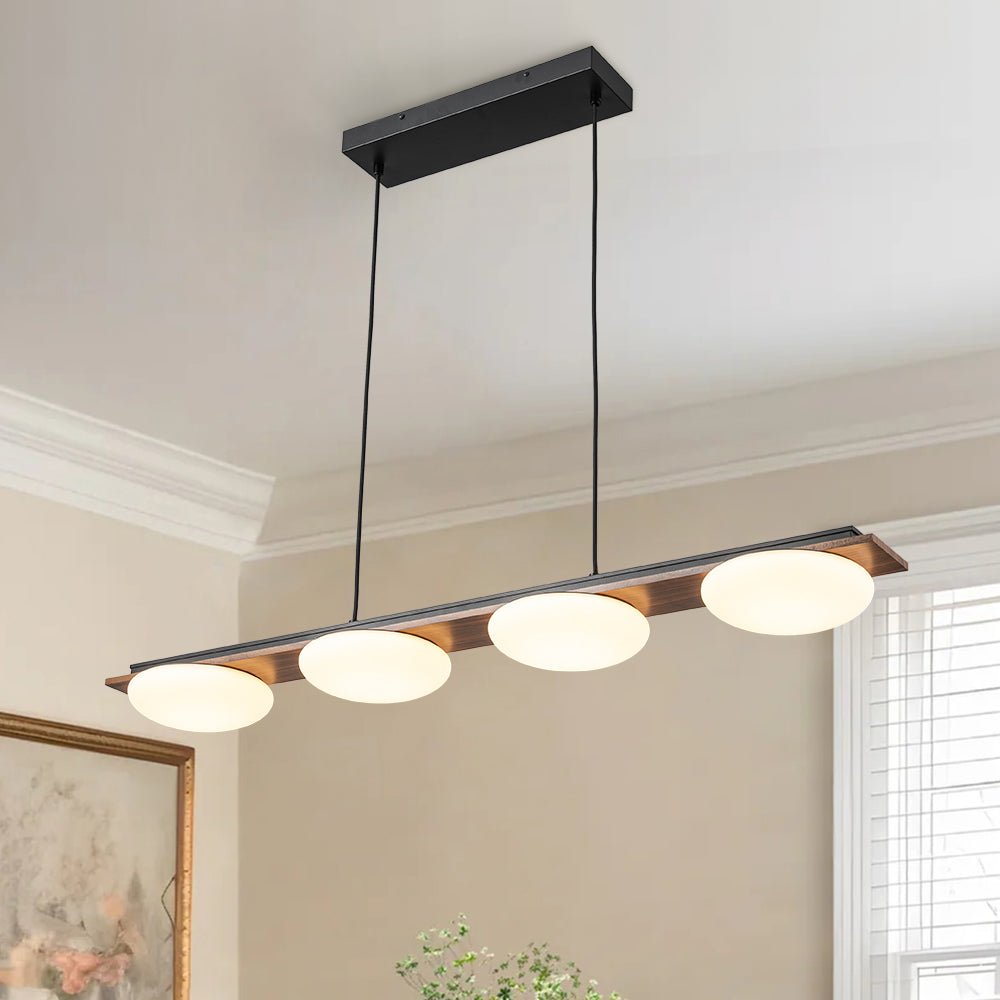 Ildvuvo Grain Linear Walnut Wood Chandelier