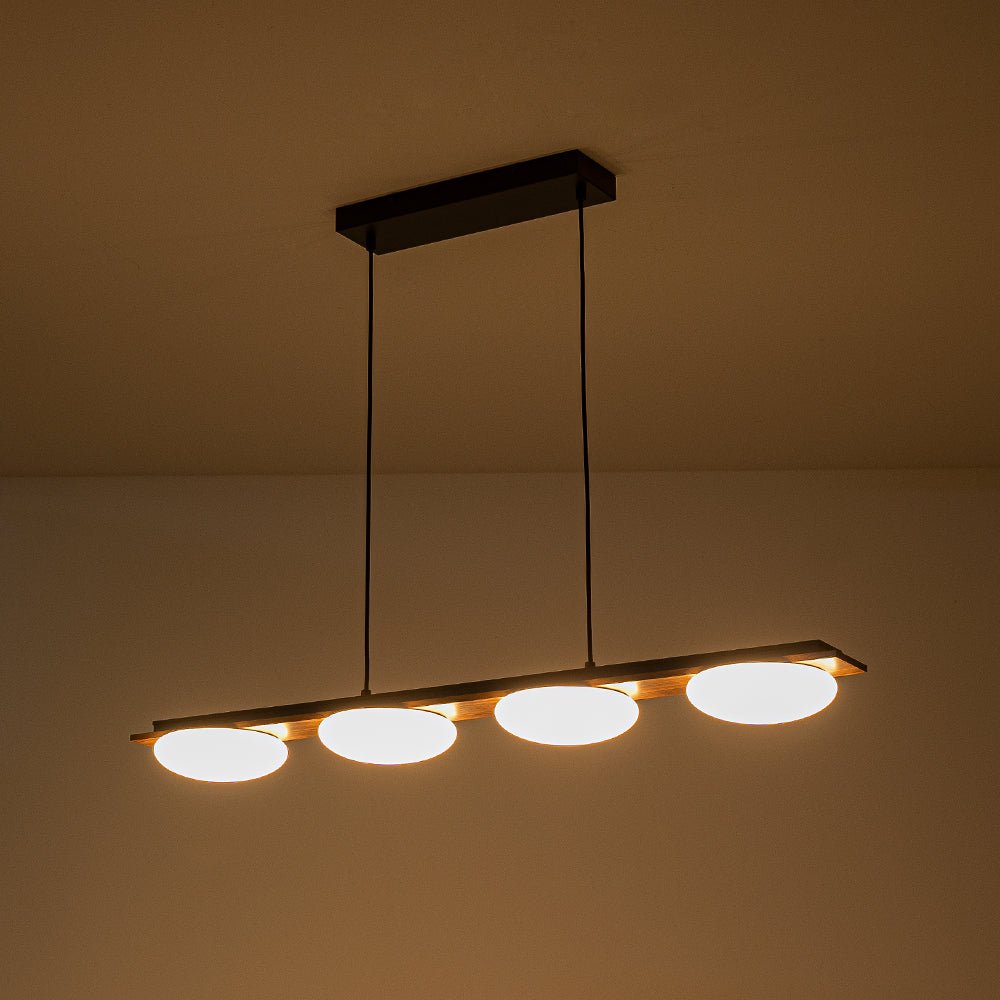 Ildvuvo Grain Linear Walnut Wood Chandelier
