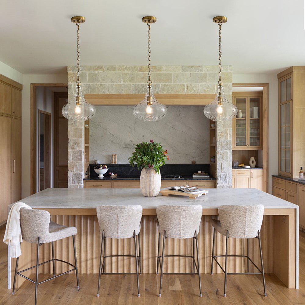 Eirikuvyt Farmhouse Hammered Bell Glass Pendant Light