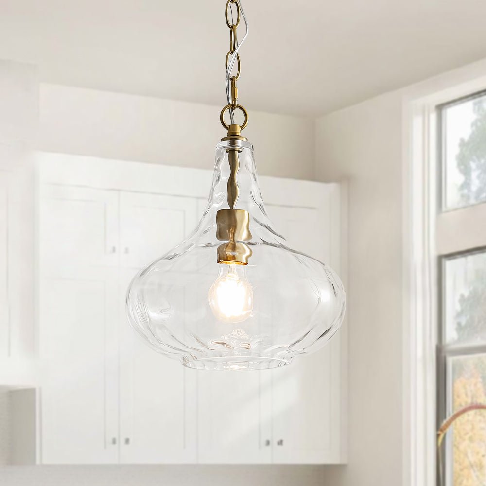 Eirikuvyt Farmhouse Hammered Bell Glass Pendant Light
