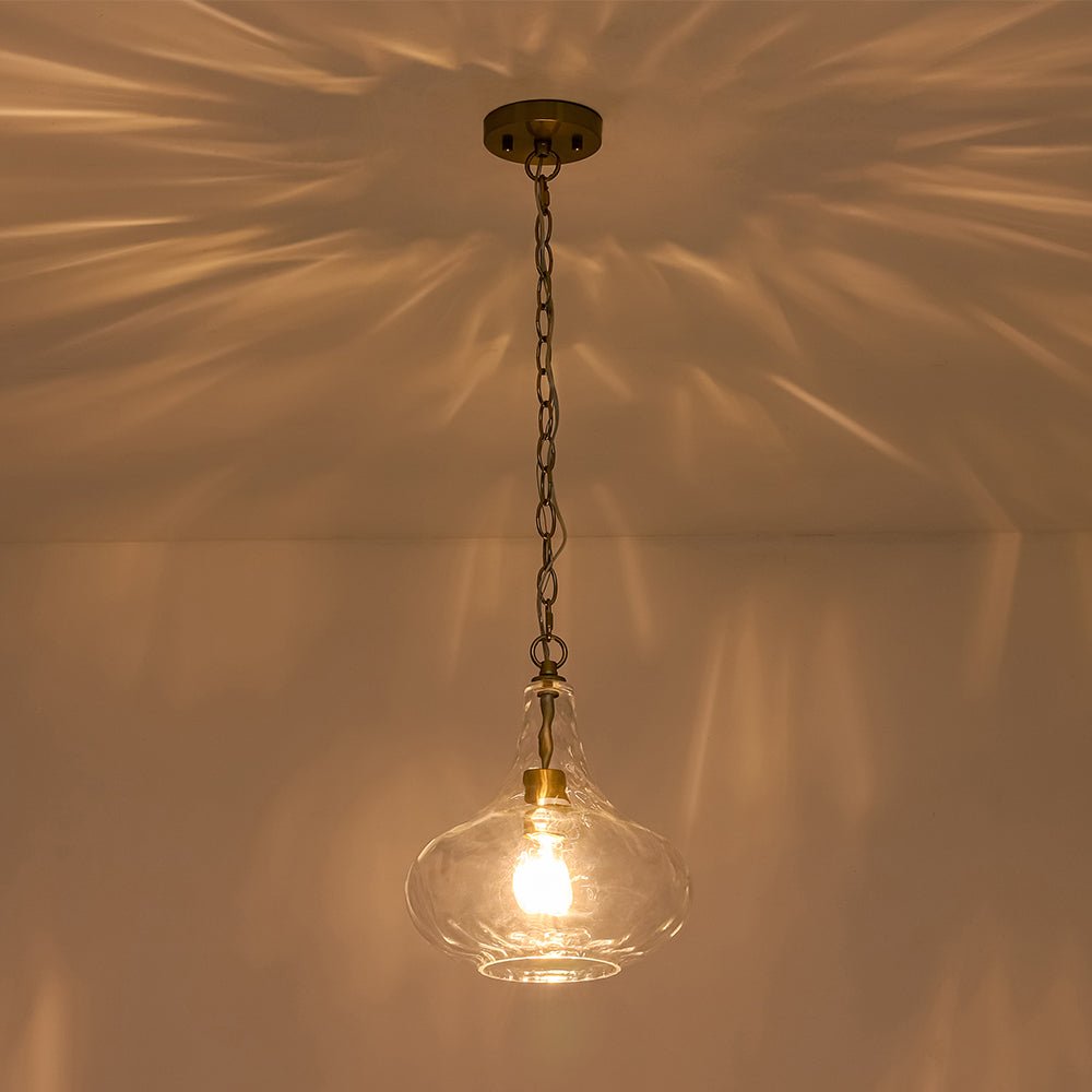 Eirikuvyt Farmhouse Hammered Bell Glass Pendant Light
