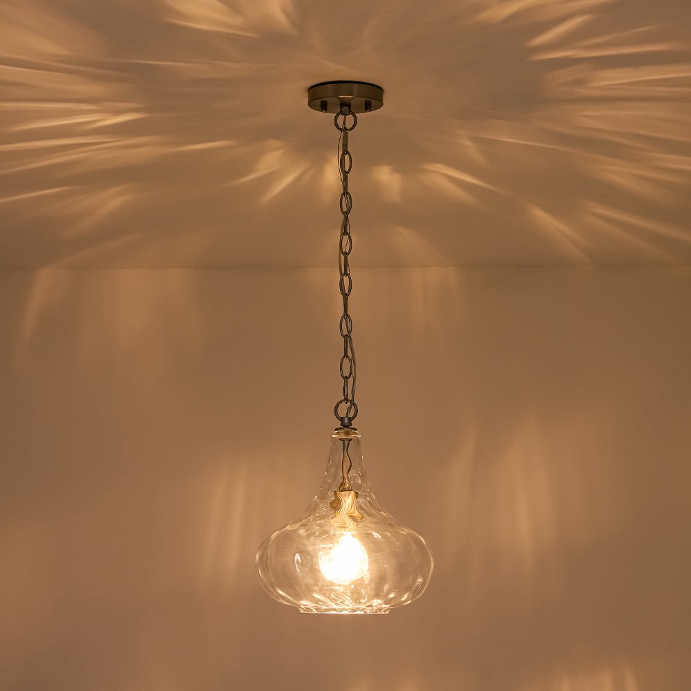 Eirikuvyt Farmhouse Hammered Bell Glass Pendant Light
