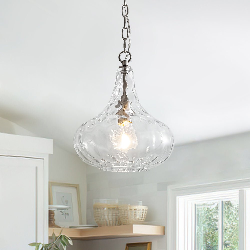 Eirikuvyt Farmhouse Hammered Bell Glass Pendant Light