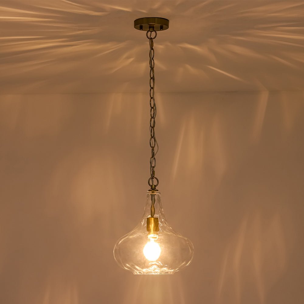 Eirikuvyt Farmhouse Hammered Bell Glass Pendant Light