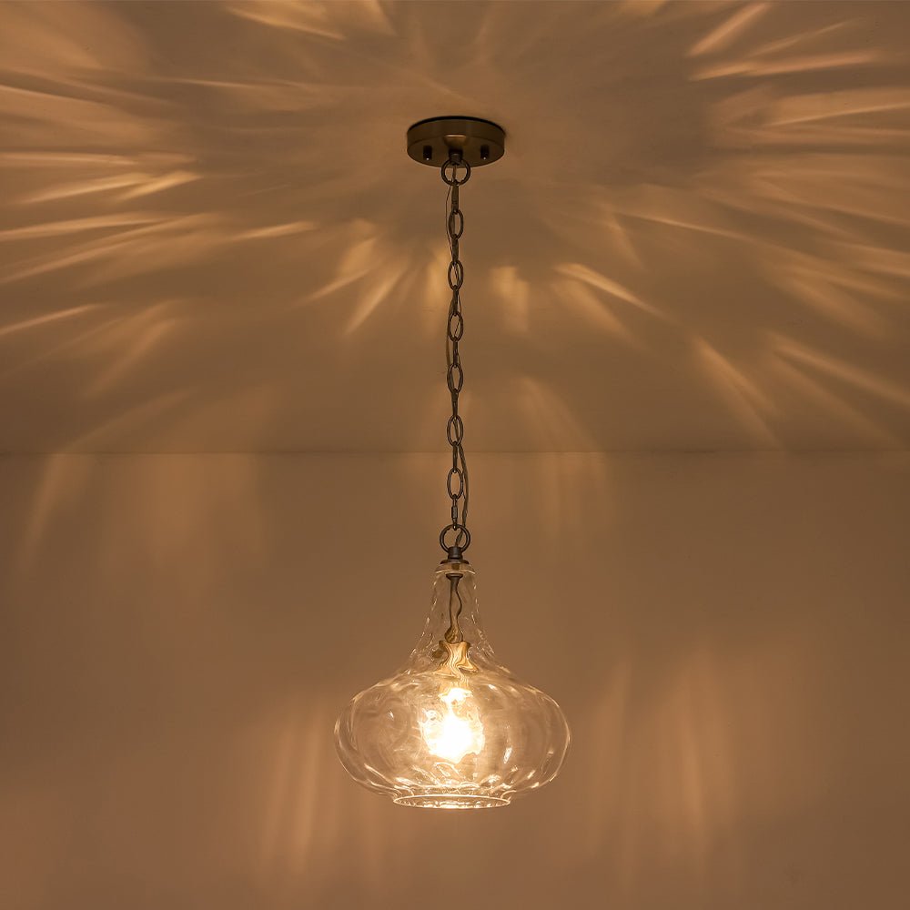 Eirikuvyt Farmhouse Hammered Bell Glass Pendant Light