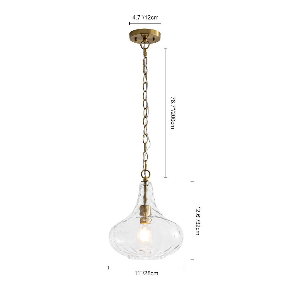 Eirikuvyt Farmhouse Hammered Bell Glass Pendant Light