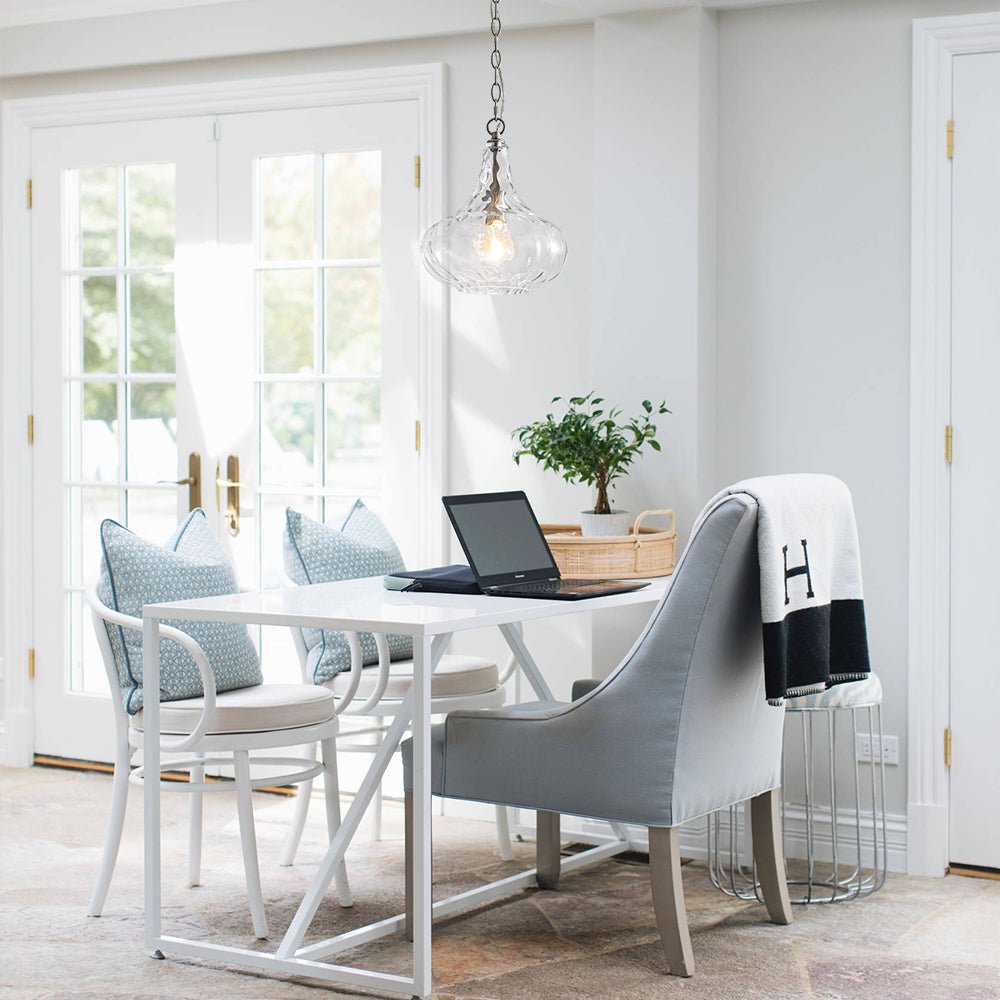 Eirikuvyt Farmhouse Hammered Bell Glass Pendant Light