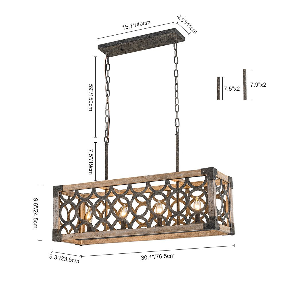 Ljomuvum Farmhouse Antique Linear Wood Chandelier