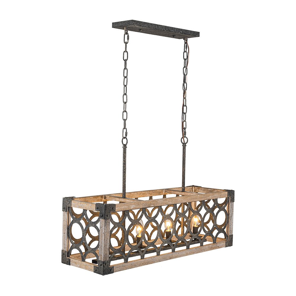 Ljomuvum Farmhouse Antique Linear Wood Chandelier