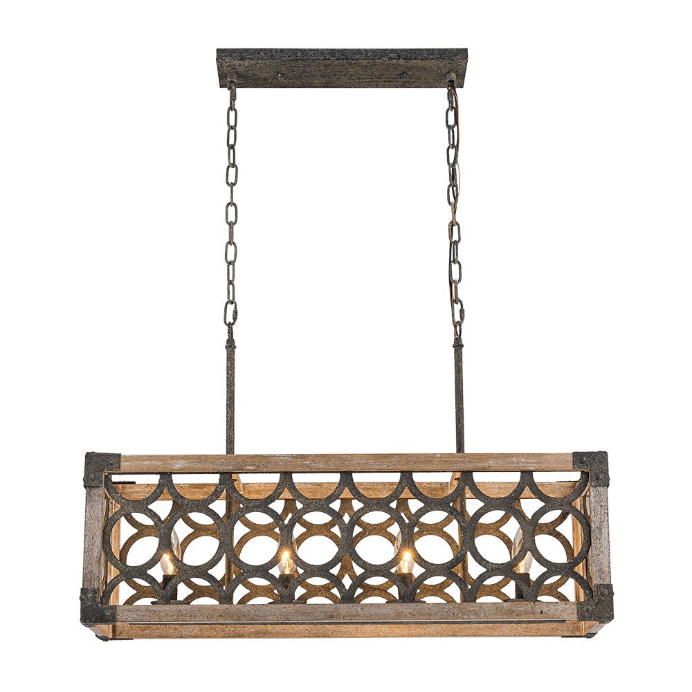 Ljomuvum Farmhouse Antique Linear Wood Chandelier