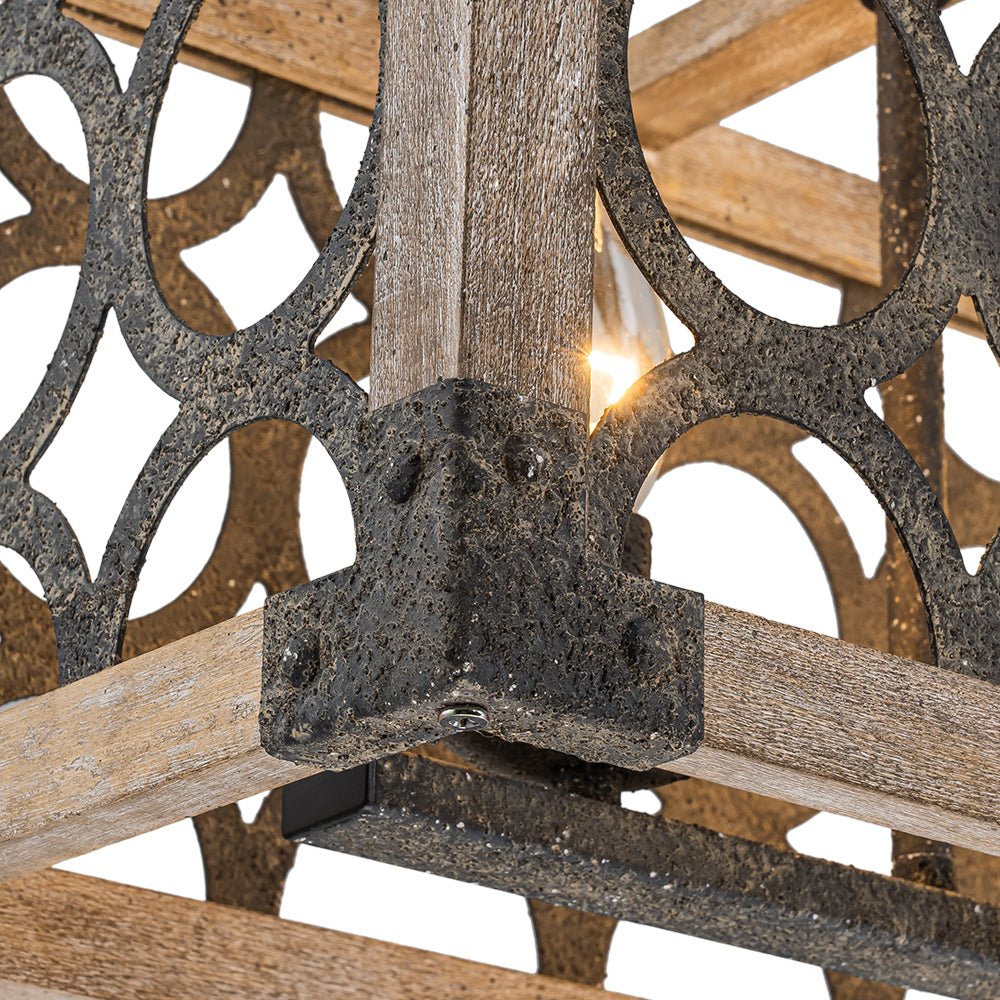 Ljomuvum Farmhouse Antique Linear Wood Chandelier