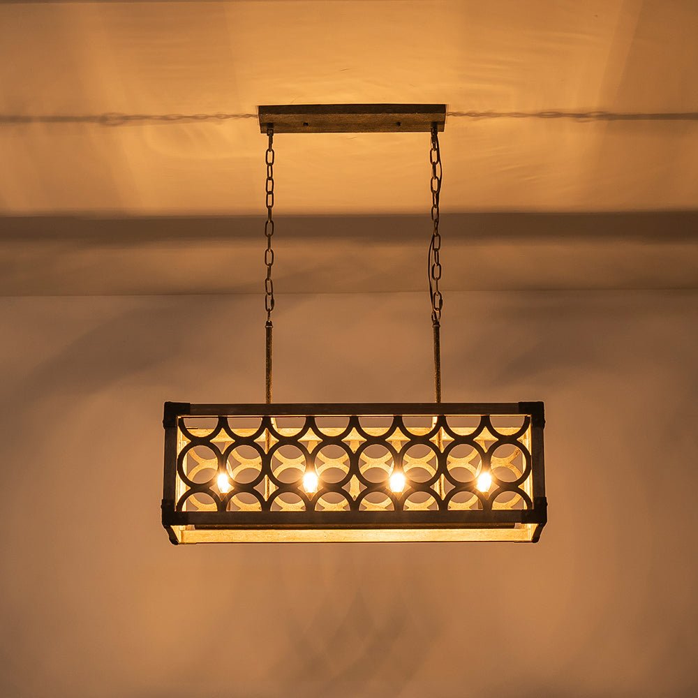 Ljomuvum Farmhouse Antique Linear Wood Chandelier