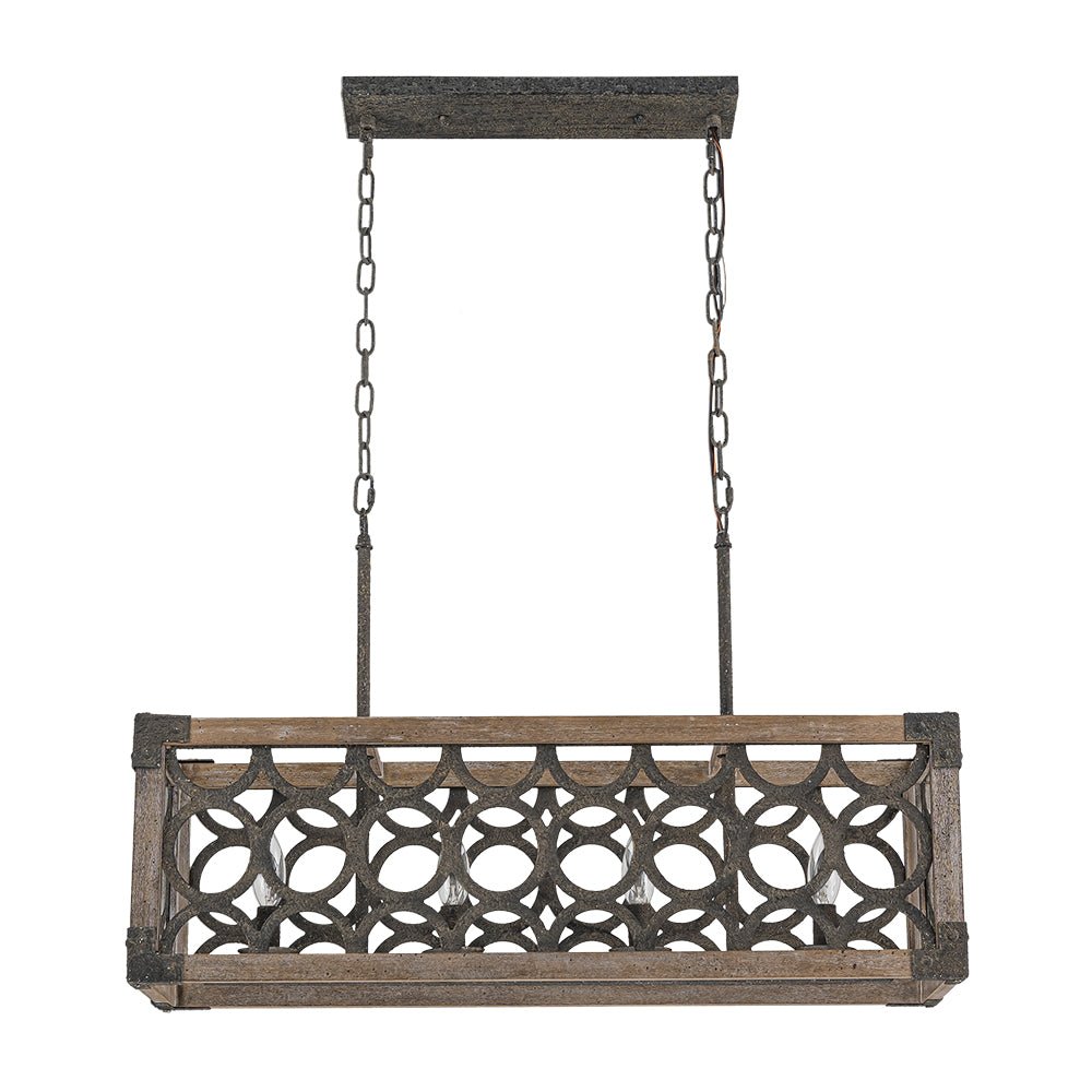 Ljomuvum Farmhouse Antique Linear Wood Chandelier